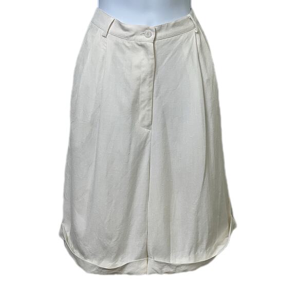 Talbots Petites Ivory Pleated Front Linen Blend Shorts/14P - Picture 1 of 7
